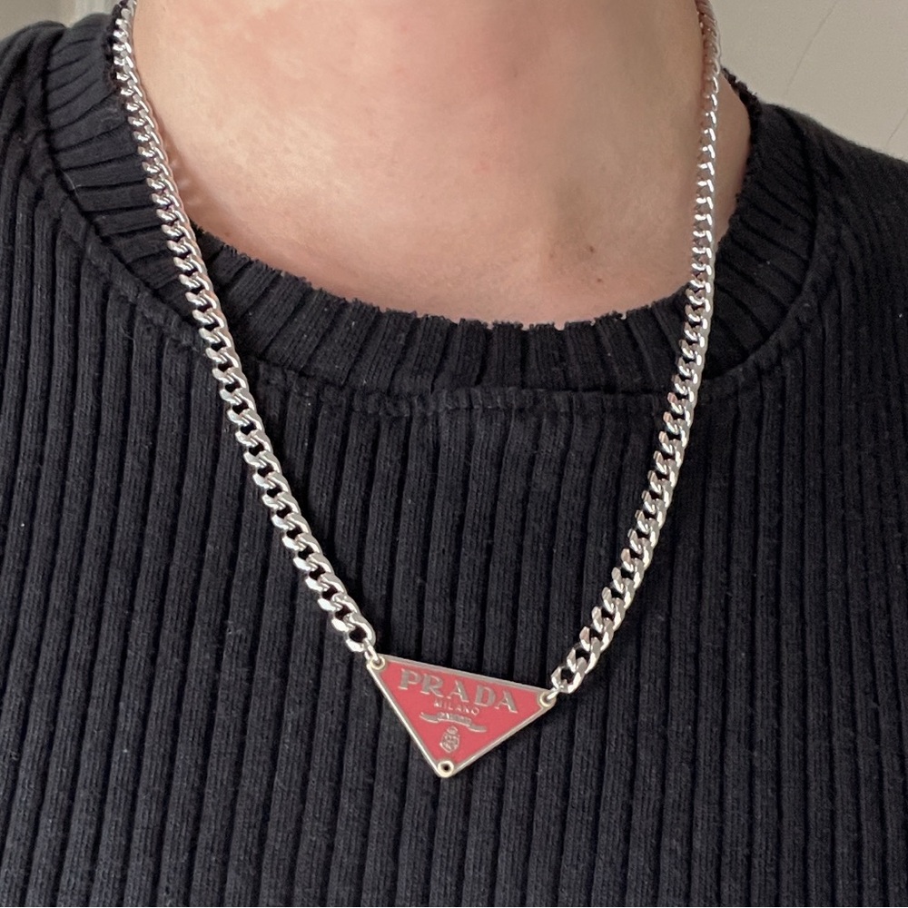 PRADA Triangle Necklace in Pink
